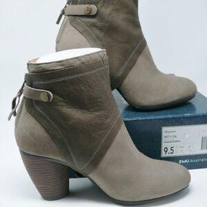 Emu Australia Ankle Boots Womens 9.5 Suede & Leather Tan Two Tone Brown New NIB